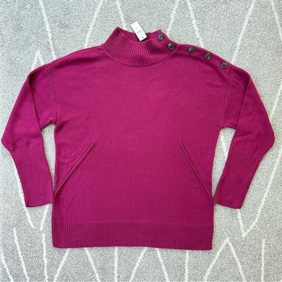 Talbots Plum Purple High Neck Button Shoulder Sweater NWT - Picture 1 of 6